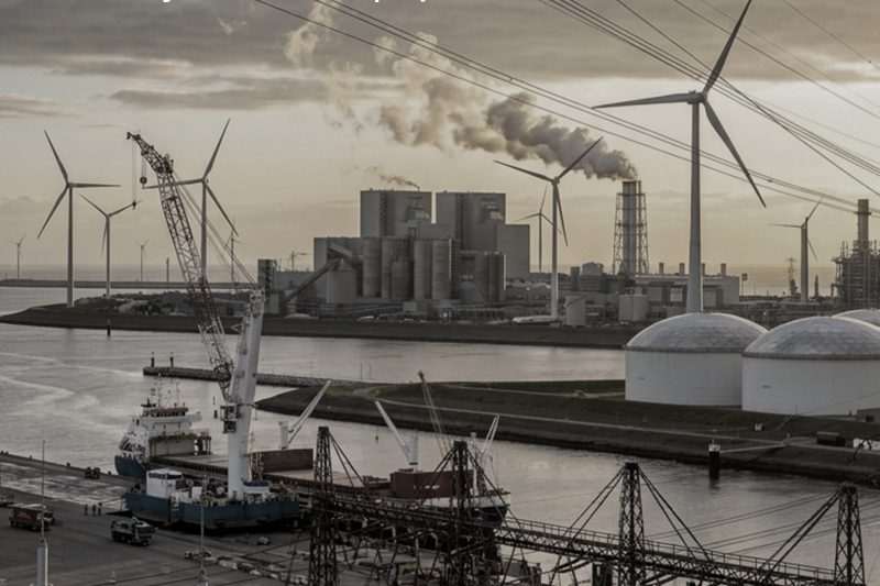 Sites project, power plants smoke and harbor